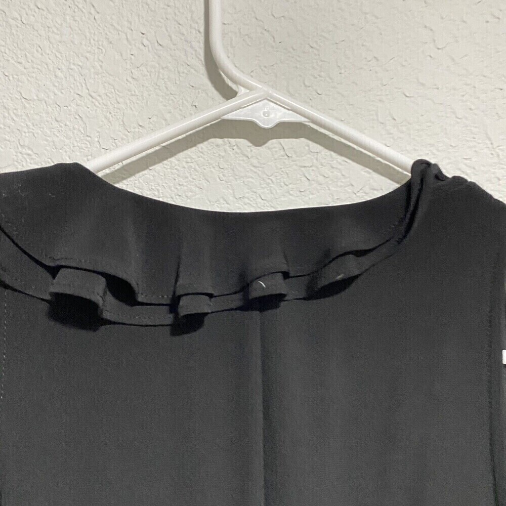 New Cache Sleeveless Diagonal Ruffle Shift Black … - image 6